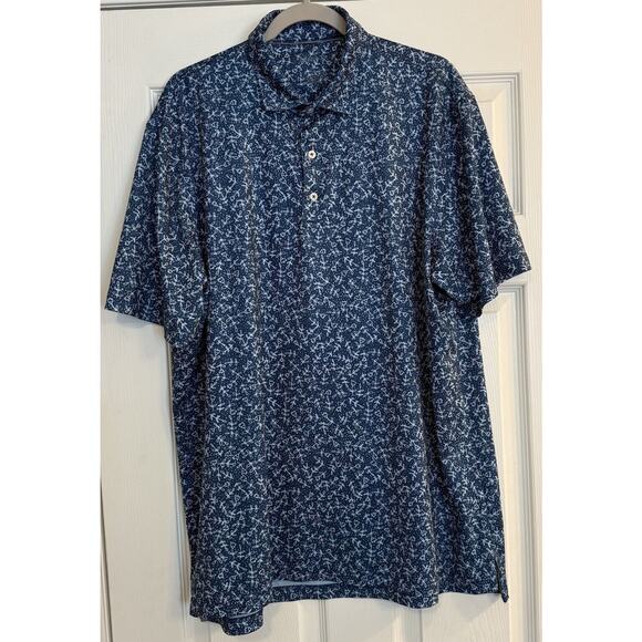 johnnie-O Blue Floral Polo Shirt - Picture 1 of 11